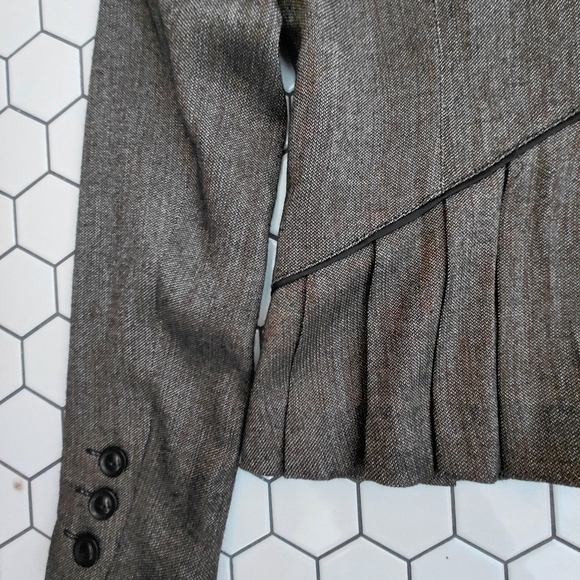 Bebe Brown Tweed Blazer Tailored Suit Jacket - Picture 6 of 11